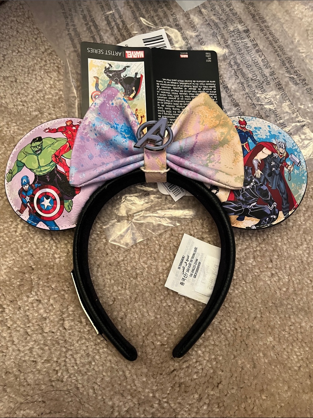 Disney ears Marvel Pastel Tie-Dye Bow Avengers Ear Headband - Pink, Purple, Blue
